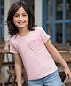 Arias 100% Cotton Knit Half Sleeves T-Shirt With Heart Patch - Pink