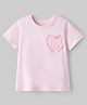 Arias 100% Cotton Knit Half Sleeves T-Shirt With Heart Patch - Pink