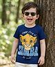 Babyhug Disney Single Jersey Knit Half Sleeves T-Shirt with Simba Graphics - Navy Blue
