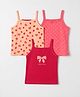 Babyoye Cotton Elastane Knit Sleeveless Polka Dots Hearts & Bow Printed Slips Pack of 3 - Pink Orange & Red