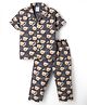Ollypop Sinker Knit Half Sleeves Co-ords Shirt & Pajama Night Suit with Bear Print- Grey