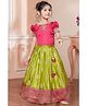 Lagorii Silk Woven Half Puffed Sleeves Sequins Embellished Pattu Pavadai Set - Green