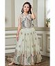 Lagorii Silk Woven Sleeveless Peacocks Designed Sequins Embellished Lehenag Choli Set - Off White