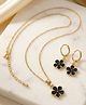 Funkrafts Floral Applique Detailed Jewellery Set - Black