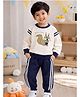 Little Surprise Box Blended Woven Full Sleeves Squirrel Printed Winter Sweatshirt & Joggers Set - Navy Blue