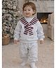 Little Surprise Box Blended Woven Full Sleeves Winter Sweatshirt & Joggers Set With Muffler - Grey