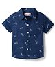 Babyhug Cotton Woven Half Sleeves Aeroplane Printed Shirt- Navy Blue