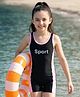 Pine Active Sleeveless Text Printed Legged Swimsuit - Black