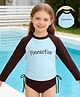Pine Active Raglan Full Sleeves Text Printed Two Piece Swimsuit - Light Blue