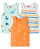Babyhug Single Jersey 100% Cotton Dino & Star Printed Sleeveless Sandos Pack of 3 - Multicolour