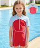 Pine Active Half Sleeves Cut N Sew Solid Legged Swimsuit - Fuchsia