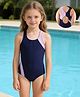Pine Kids Sleeveless Solid V Cut Swimsuit - Navy Blue