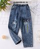 Mark & Mia Full Length Denim Jeans With OK Print & Distressed Pattern - Blue