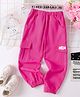 Mark & Mia Cotton Full Length Solid Colour Lounge Pant with Cargo Pockets & Bear Patch - Fuchsia