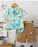 Mark & Mia Cotton Half Sleeves Shirt & Shorts Set with Animal Print - Multicolor