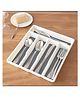 STOR 5 -Compartment Cutlery Organiser | Polypropylene with TPR Base | White & Gray | Kitchen Drawer Organizer