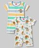 Babyhug 100% Cotton Interlock Knit Half Sleeves Romper With Animal Print Pack of 2 - Multicolor