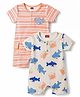 Babyhug 100% Cotton Interlock Knit Half Sleeves Romper With Sea Life Print Pack of 2 - Multicolor