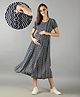 NIGHTSPREE Viscose Rayon Woven Half Sleeves Chevron Printed Maternity Dress With Side Zipper Nursing Access -