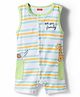 Babyhug 100% Cotton Knit Sleeveless Striped & Animal Embroidered Romper - Multicolor