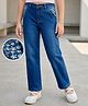 Pine Kids Denim Woven Full Length Jeans with Floral Embroidery - Blue