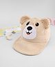 Babyhug Corduroy Woven Baseball Cap With Face Embroidery & Ear Applique Beige - Diameter 15 cm