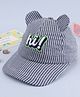 Babyhug Knit Striped Baseball Cap With Text Embroidery & Applique Blue - Diameter 17.5 cm