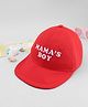 Babyhug Woven Baseball Cap With Mama's Boy Text Embroidery Red - Diameter 18.5 cm