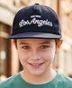 Babyhug Woven Baseball Cap With Los Angeles Text Embroidery Navy Blue - Diameter 18.5 cm