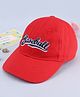 Babyhug Woven Baseball Cap With Text Embroidery Red - Diameter 17 cm