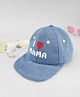 Babyhug Cotton Knit Baseball Cap With Text Embroidery Blue - Diameter 19 cm