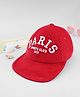 Babyhug Cotton Knit Baseball Cap With Text Embroidery Red - Diameter 20 cm