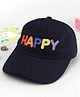 Babyhug Cotton Woven Baseball Cap With Text Embroidery Navy Blue - Diameter 18 cm
