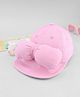Babyhug Cotton Woven Baseball Cap with Bow Applique Pink- Diameter 16.5 cm