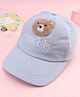 Babyhug Cotton Woven Baseball Cap With Teddy Embroidery Blue - Diameter 20.5 cm