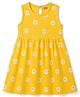 Babyhug Cotton Knit Sleeveless Floral Printed Frock - Yellow
