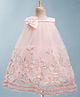 Blabber Sleeveless Sequin & Pearl Embellished Floral Applique Detailed & Designed Knee Length Dress - Peach