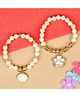 Asthetika Set of 2 Beads & Floral Charm Detailed Bracelets - White