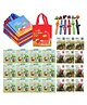 Asera Dinosaur Theme Return Gift Set for Kids | Goodie Bags, Slap Bands, Diary & Keychain Gift Set + Dinosaur Erasers | Birthday Party Favors & Return Gifts (48 Pcs)