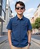 Pine Kids Solid Denim Shirt with Pockets - Light Blue