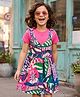 OLLINGTON ST. Sinker Knit Floral Printed Frock with Half Sleeves Inner Tee - Pink
