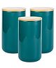 The Better Home Ceramic Jars for Kitchen Storage with Bamboo Lids | Pack of 3-1000ml each | Airtight Multi-Purpose Set for Tea Coffee Snacks Sugar Salt Pulses Grains Spices | Green |