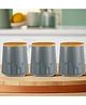 Ceramic Jars with Bamboo Lid|Set of 3 without holder|650ml Each | PLS3704-GY-L | Grey