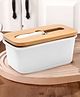 Ceramic Butter Dishwith Bamboo Lid  SS Knife|600ml|White|YX19-GN