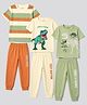 Primo Gino 100% Cotton Knit Half Sleeves T-Shirt & Pyjama Night Suits with Dino Print Pack of 3 - Multicolor