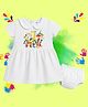 The Peppy Tend 100% Cotton Knit Holi Theme Half Sleeves My 1st Holi Text Printed Dress With Bloomer - White