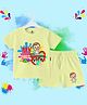The Peppy Tend 100% Cotton Knit Holi Theme Half Sleeves My First Holi Text Printed Tee & Shorts Set - Yellow