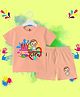 The Peppy Tend 100% Cotton Knit Holi Theme Half Sleeves My First Holi Text Printed Tee & Shorts Set - Peach