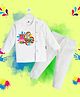 The Peppy Tend 100% Cotton Knit Holi Theme Full Sleeves My First Holi Text Printed Tee & Pyjama Set - White