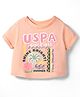US Polo Assn 100% Cotton Knit Half Sleeves Beach Theme Printed T-Shirt - Orange